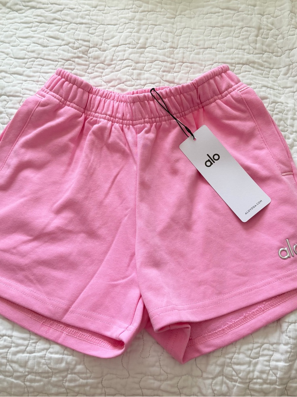 ALO Yoga Candy Heart Pink Elastic Waist Athletic Shorts